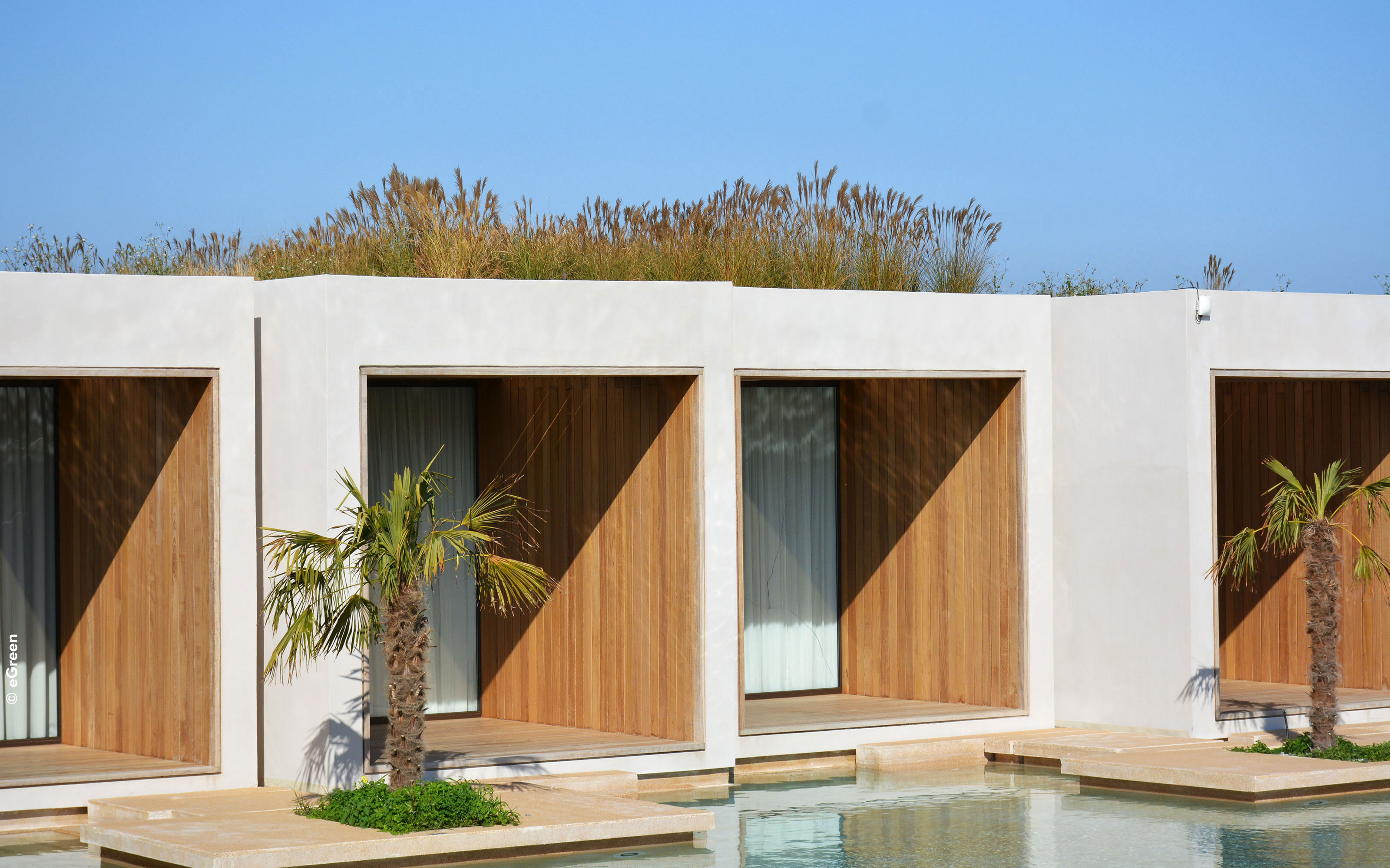 Suites of a hotel with green roofs